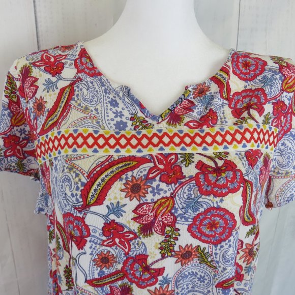 Red and Blue Floral Top Sleeveless Summer Blouse.....425 - Picture 2 of 10